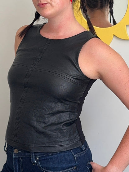 Leather Zip-Up Top | Size 10