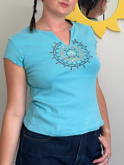 Beaded V-Neck Top | Size 12-14