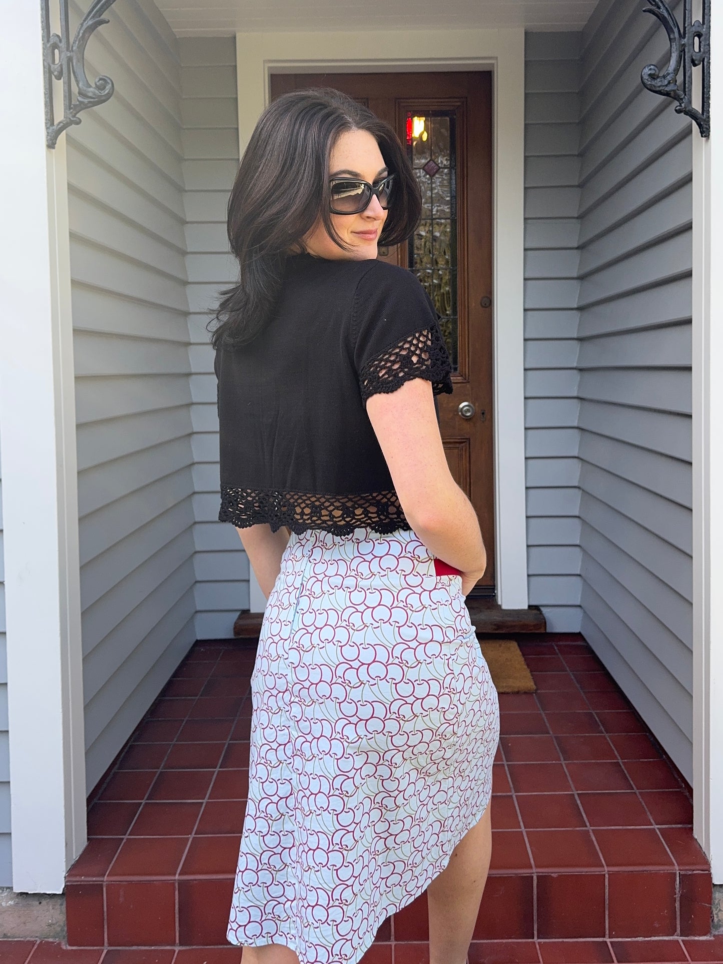 2000s Cherry Midi Skirt | Size 8-10