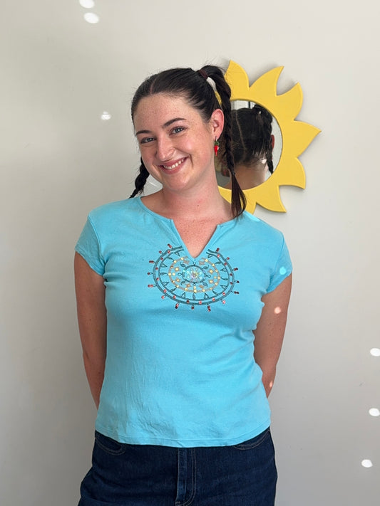 Beaded V-Neck Top | Size 12-14