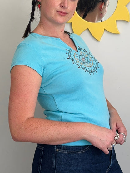 Beaded V-Neck Top | Size 12-14