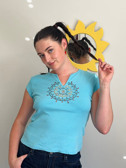 Beaded V-Neck Top | Size 12-14