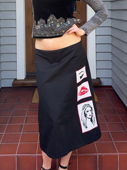 Handmade Patchwork Midi Skirt | Size 12-14