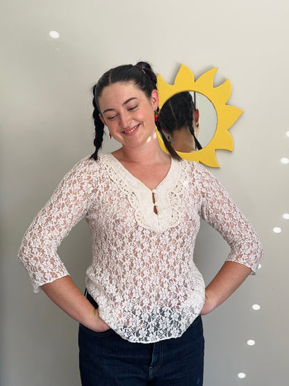 Lace 3/4 Sleeve Top | Size Medium
