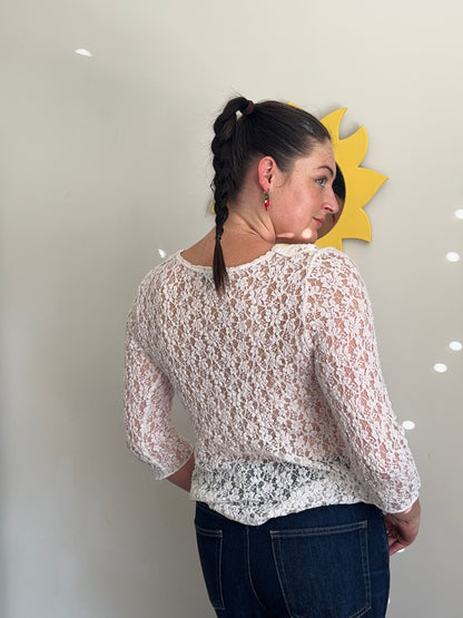 Lace 3/4 Sleeve Top | Size Medium