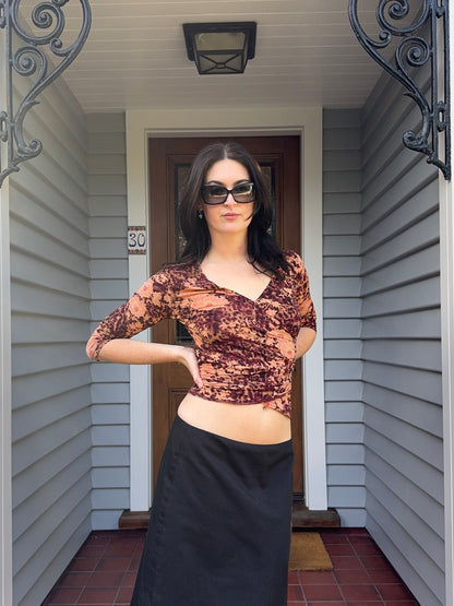 90s Floral Cross-Over Blouse | Size M