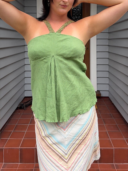 Green Beaded Halter Neck Top | Size 10