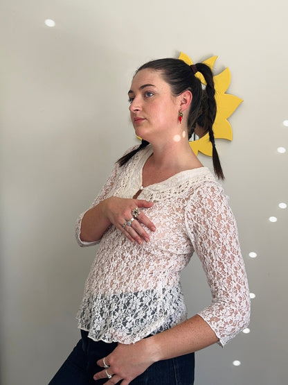 Lace 3/4 Sleeve Top | Size Medium