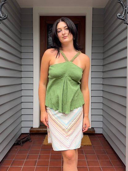 Green Beaded Halter Neck Top | Size 10