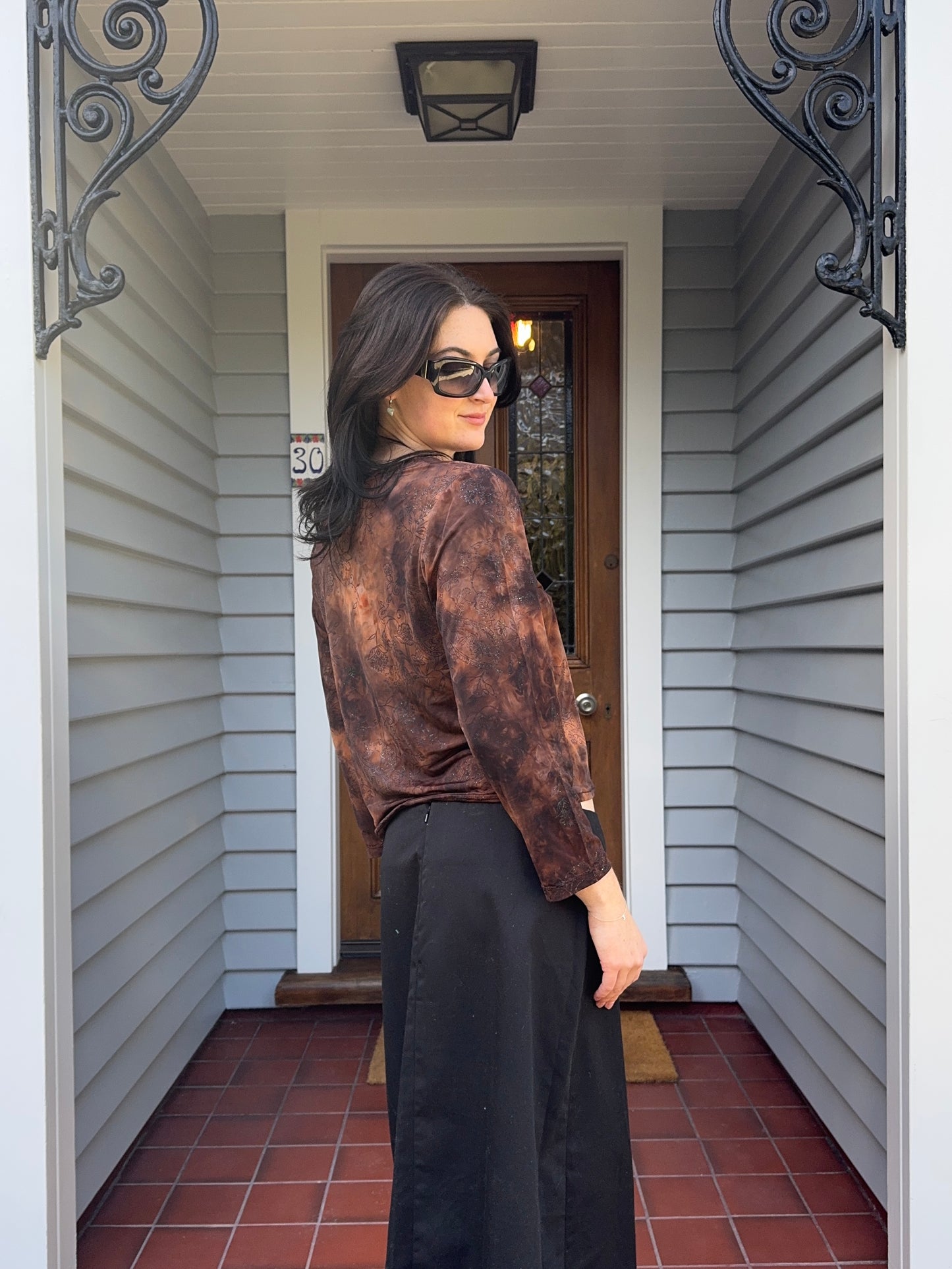 90s Sparkly 3/4 Sleeve Top | Size M