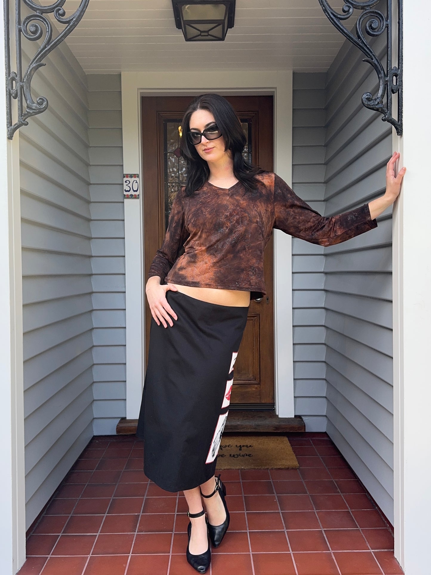 90s Sparkly 3/4 Sleeve Top | Size M