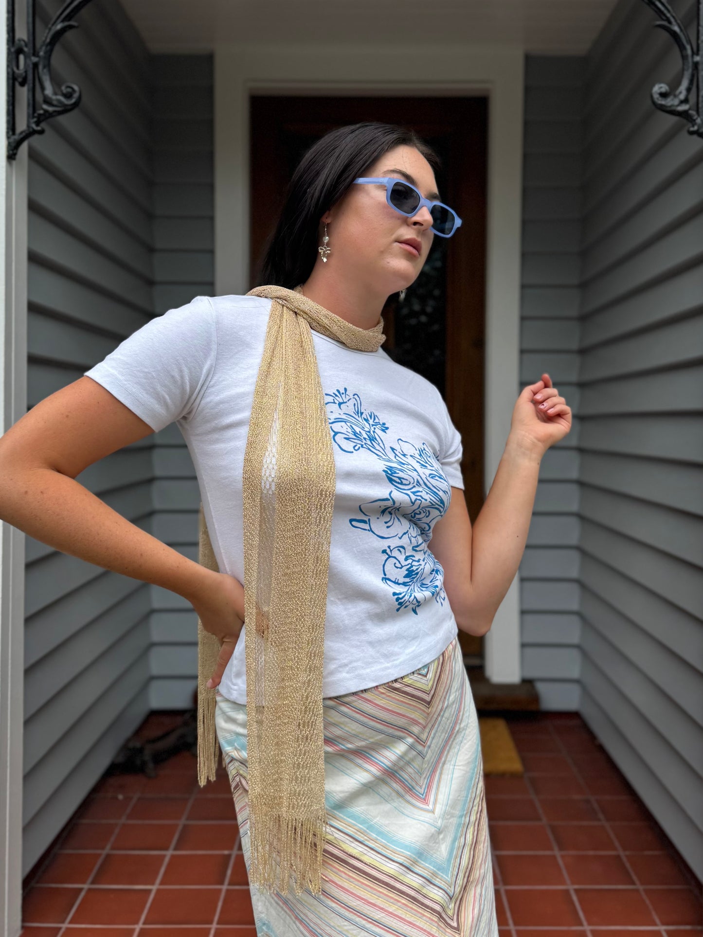 Gold Sparkly Skinny Scarf