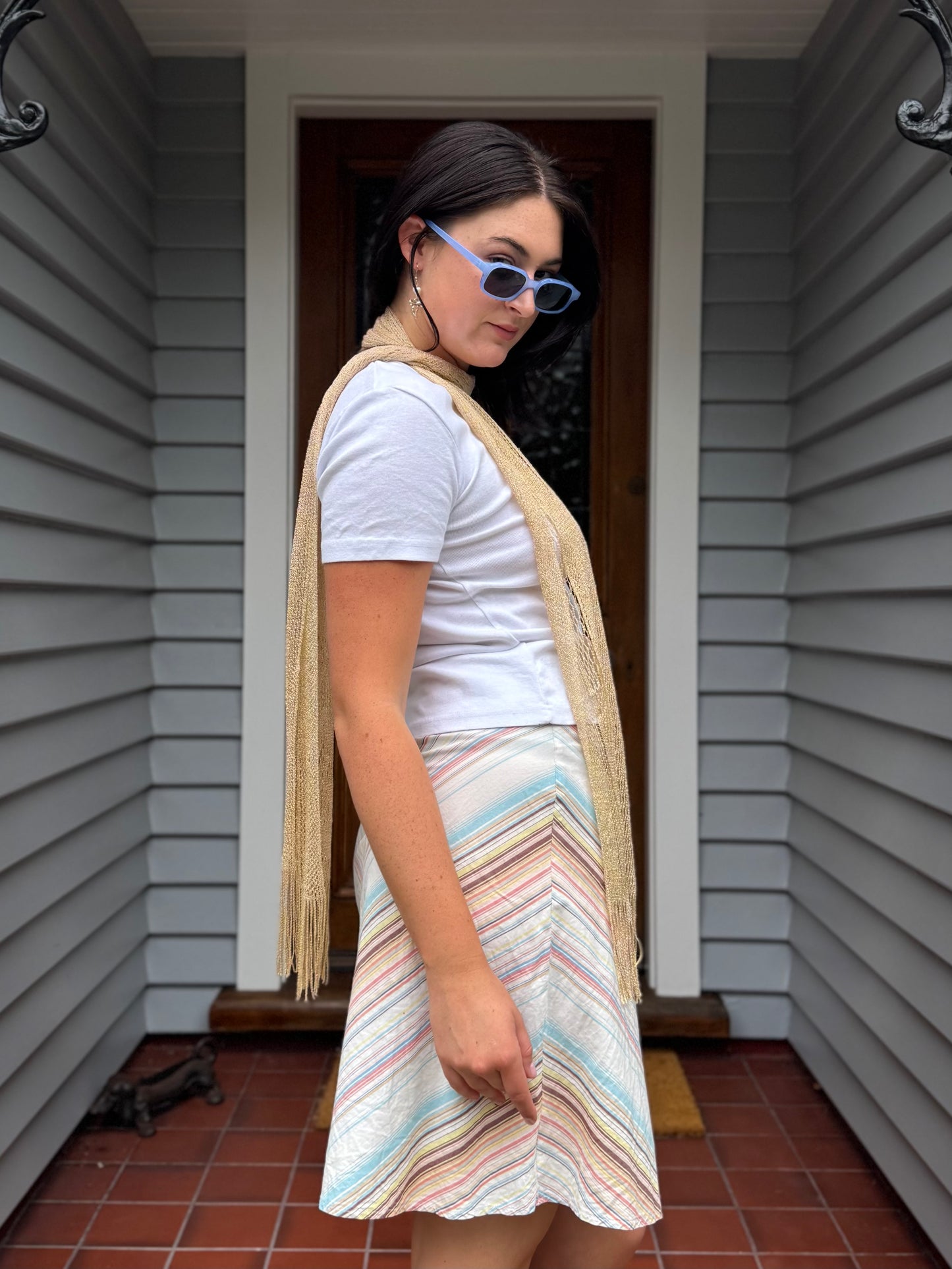 Gold Sparkly Skinny Scarf