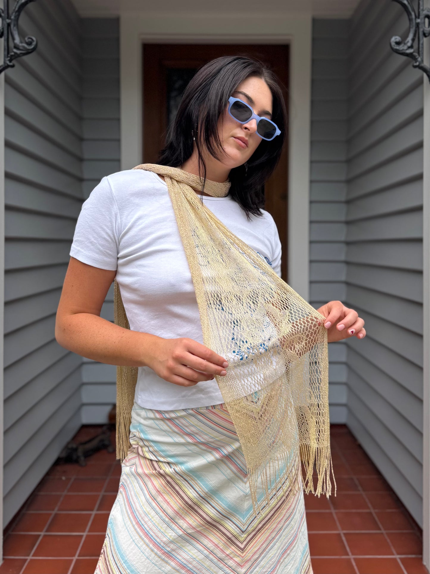 Gold Sparkly Skinny Scarf