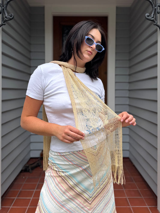 Gold Sparkly Skinny Scarf