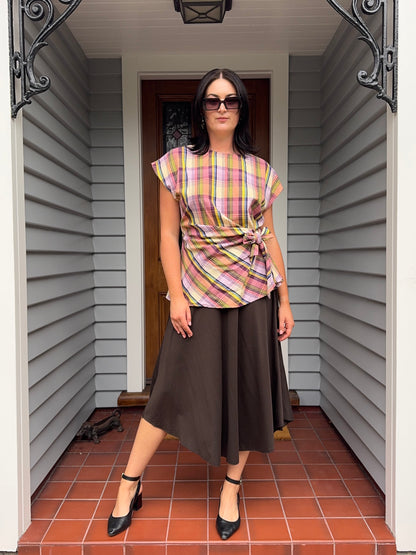 Floaty Brown Midi Skirt | Size 12