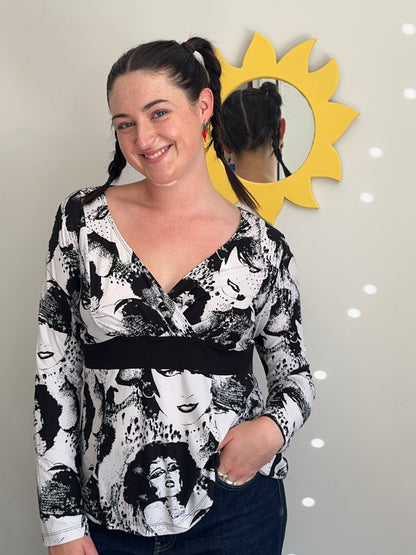 STAXS Black & White Graphic Top | Size 14