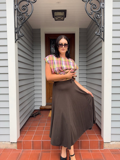 Floaty Brown Midi Skirt | Size 12