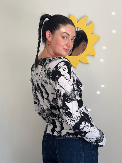 STAXS Black & White Graphic Top | Size 14