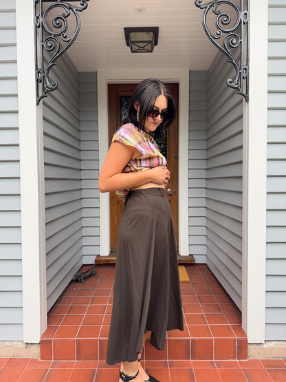 Floaty Brown Midi Skirt | Size 12