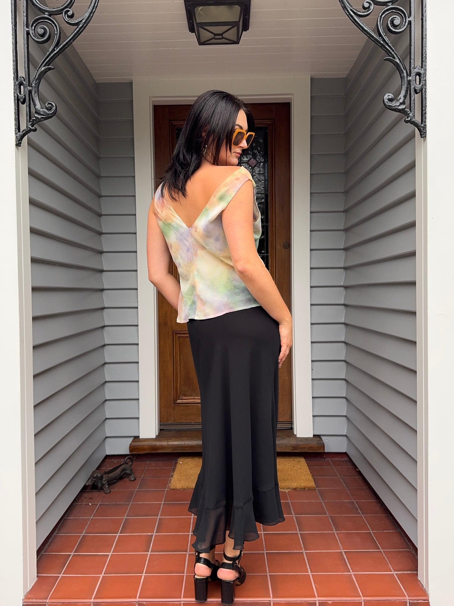 Black Floaty Maxi Skirt | Size 14