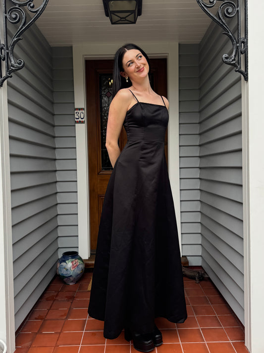 Vintage Black Beaded Gown | Size 8