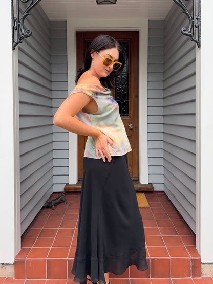 Black Floaty Maxi Skirt | Size 14