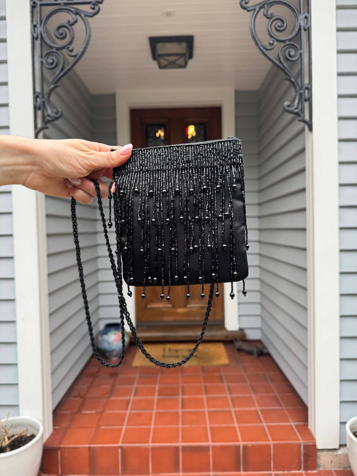 Vintage Black Beaded Bag