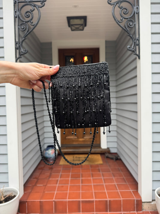Vintage Black Beaded Bag