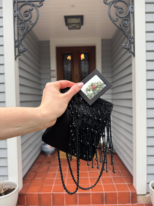 Vintage Black Beaded Bag