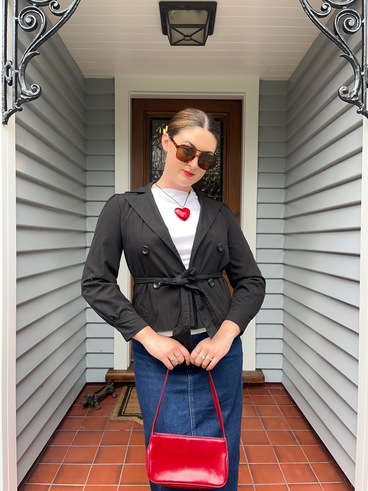 Black Cropped Trench / Jacket | Size 8