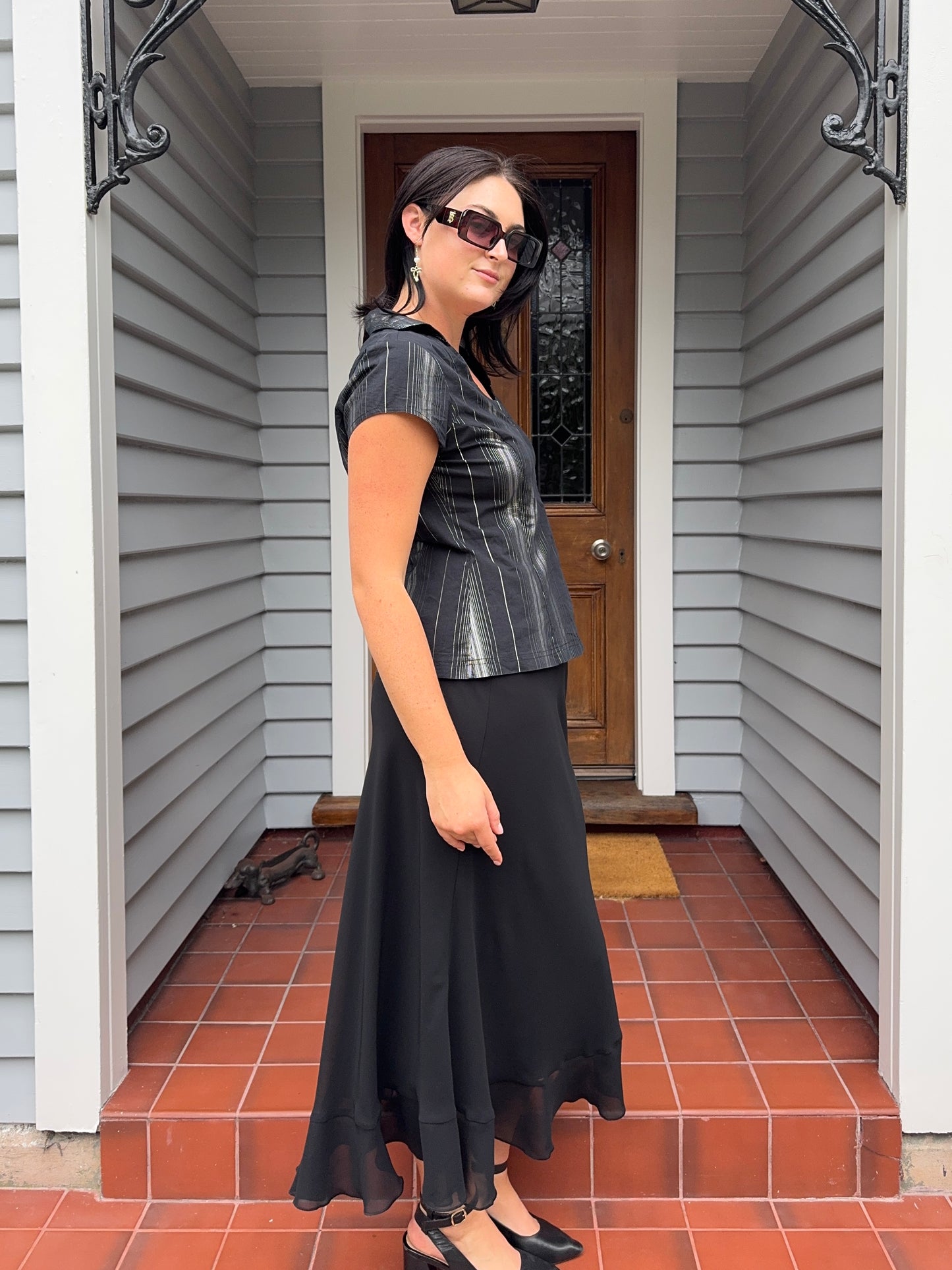 Black Floaty Maxi Skirt | Size 14