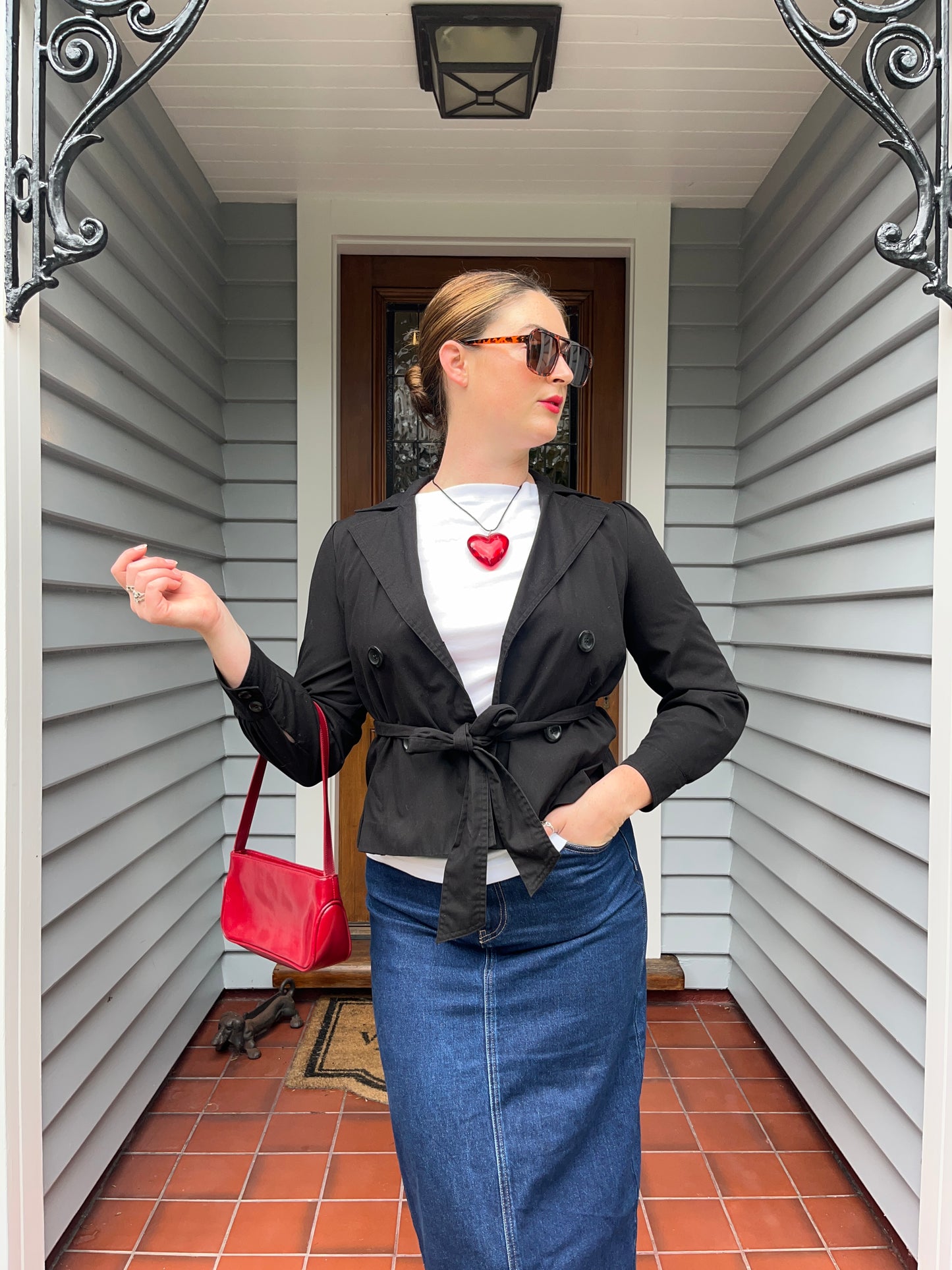 Black Cropped Trench / Jacket | Size 8