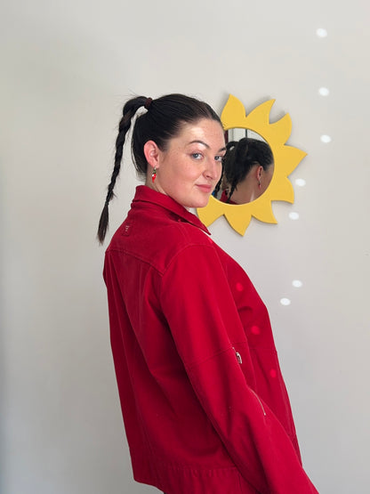 Vintage Red Button-Up Jacket | Size 10-12