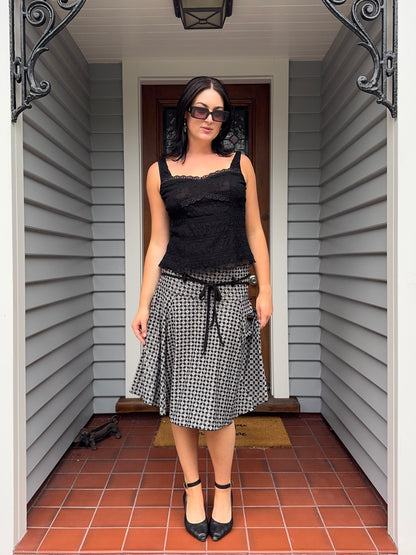 Funky Midi Skirt with Tie-Belt | Size L