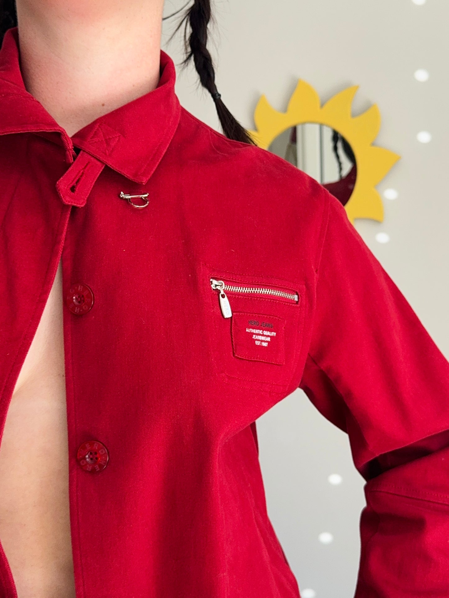 Vintage Red Button-Up Jacket | Size 10-12