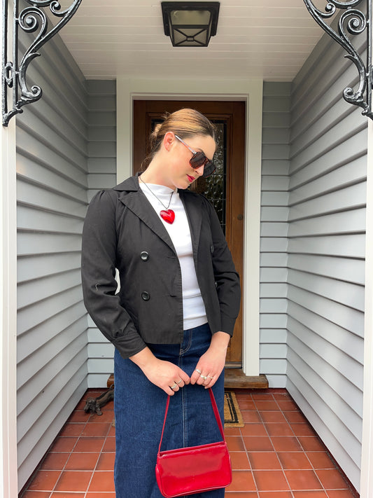 Black Cropped Trench / Jacket | Size 8