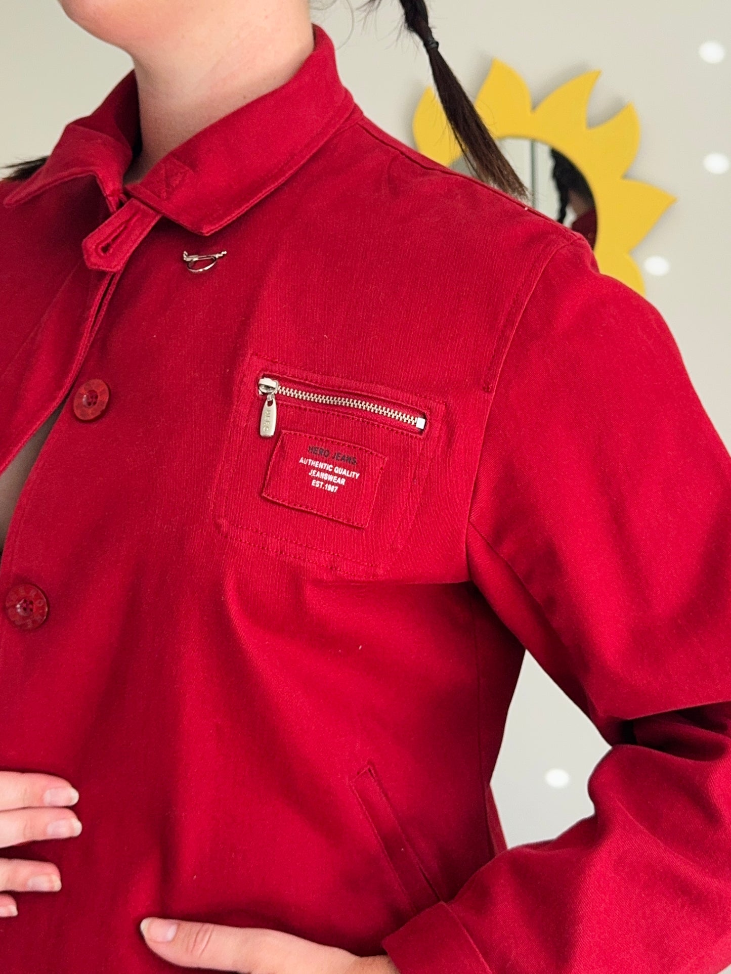 Vintage Red Button-Up Jacket | Size 10-12