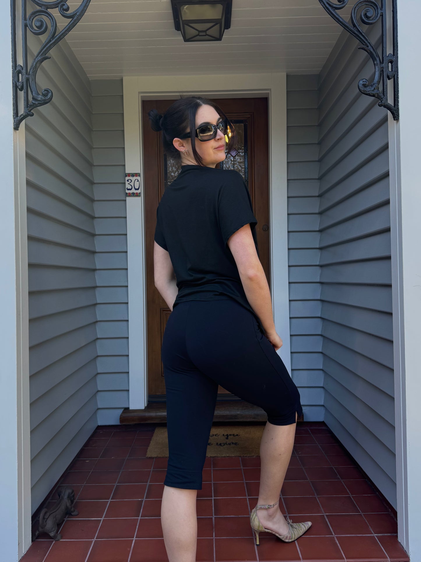 Cinched Black Top | Size 12-14