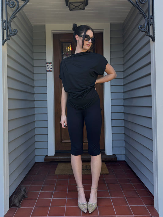 Cinched Black Top | Size 12-14