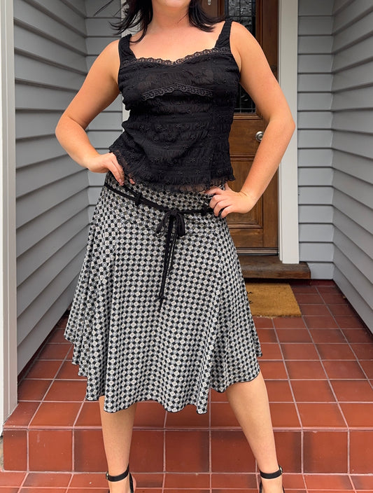 Funky Midi Skirt with Tie-Belt | Size L