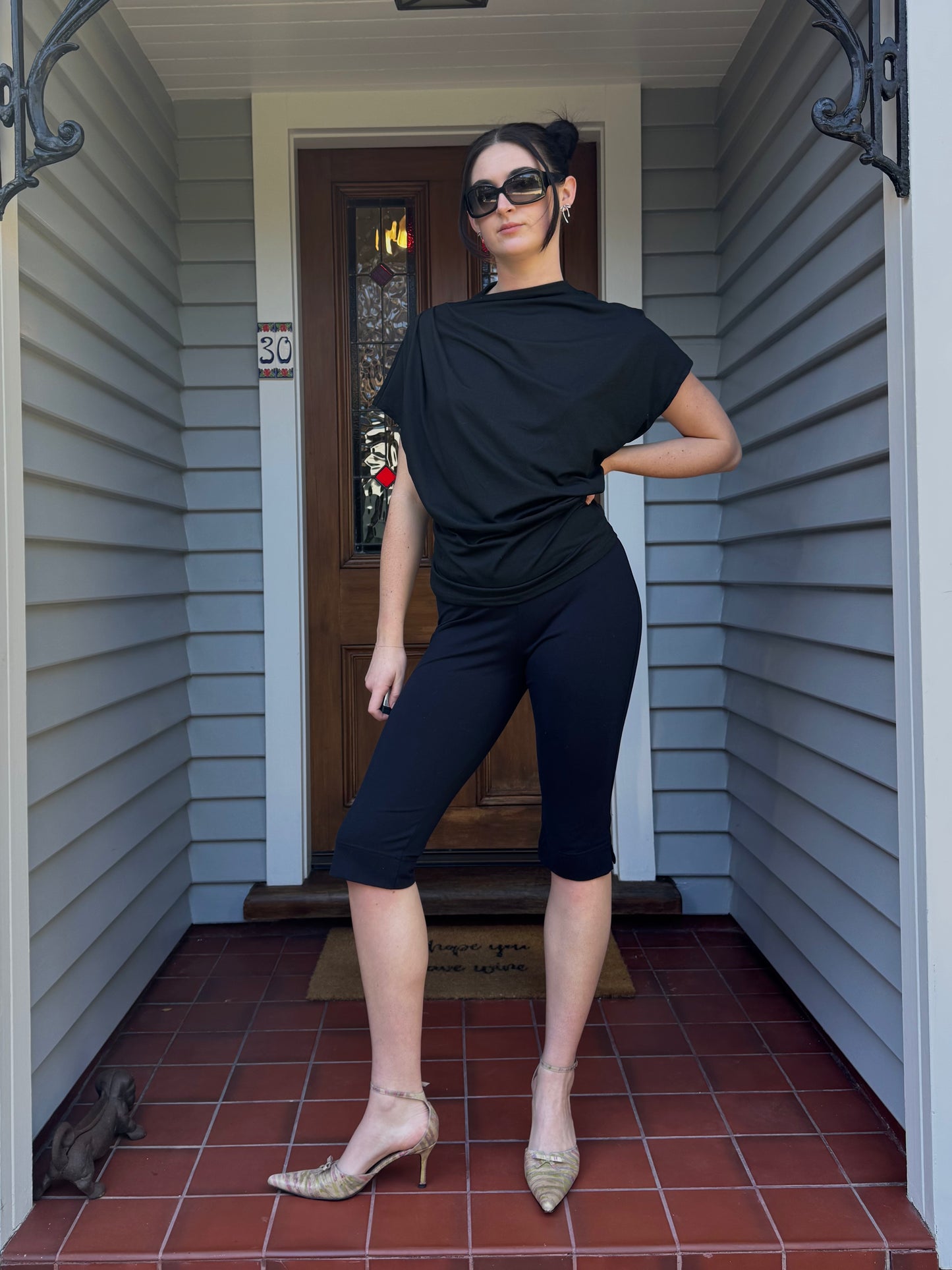 Cinched Black Top | Size 12-14