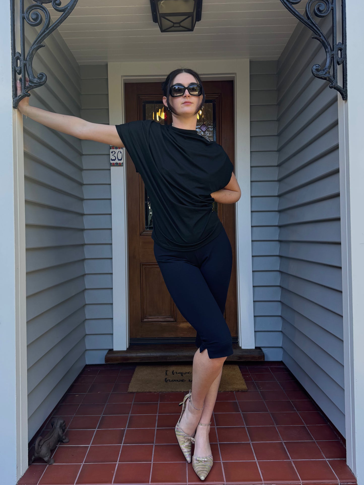 Cinched Black Top | Size 12-14