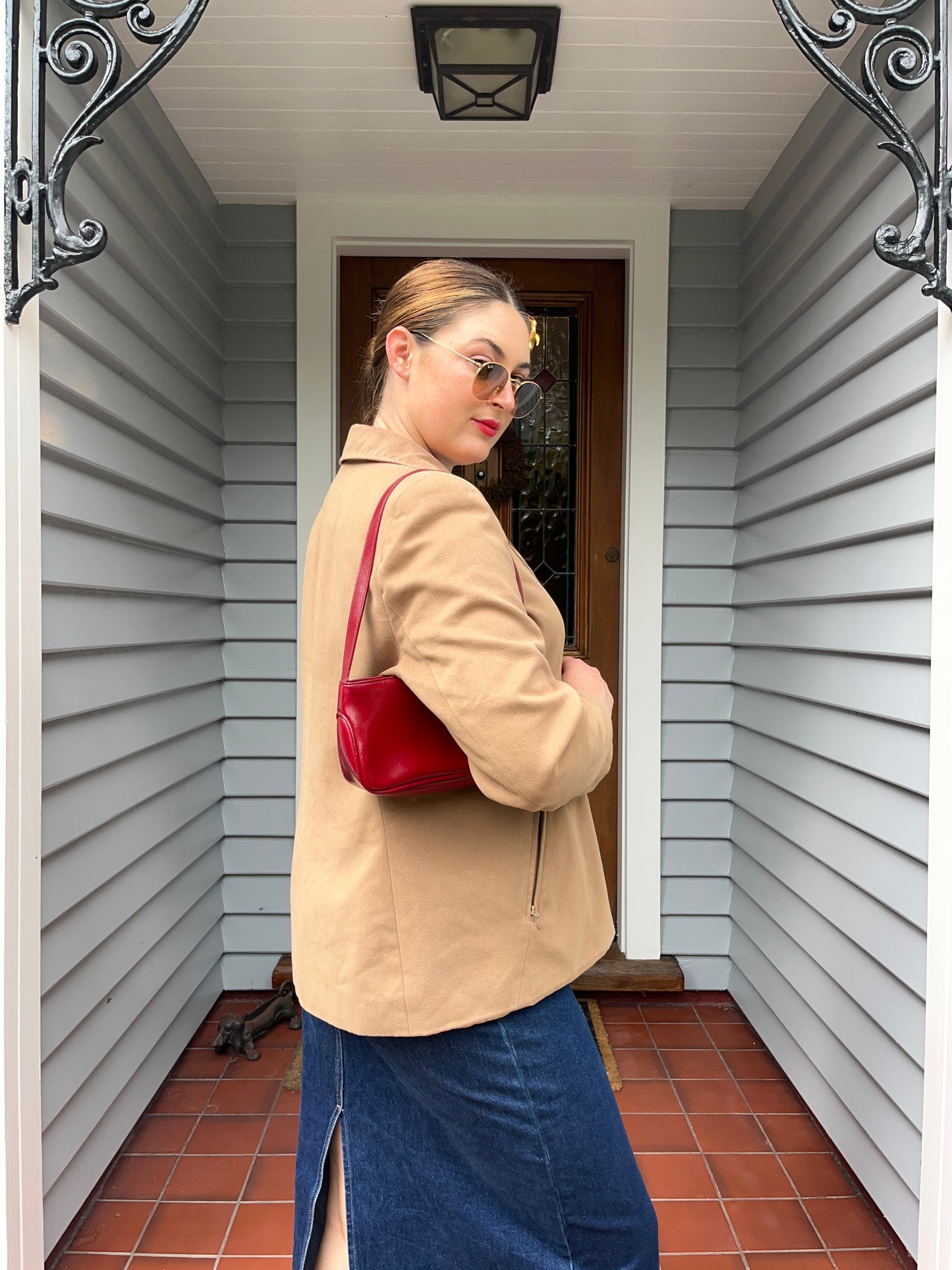 Camel Suede-Like Jacket | Size 12-14