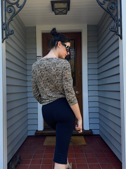 Snakeskin Patterned 3/4 Sleeve Top | Size 10-12