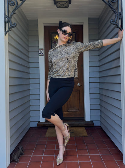Snakeskin Patterned 3/4 Sleeve Top | Size 10-12