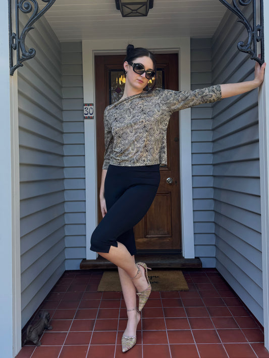 Snakeskin Patterned 3/4 Sleeve Top | Size 10-12