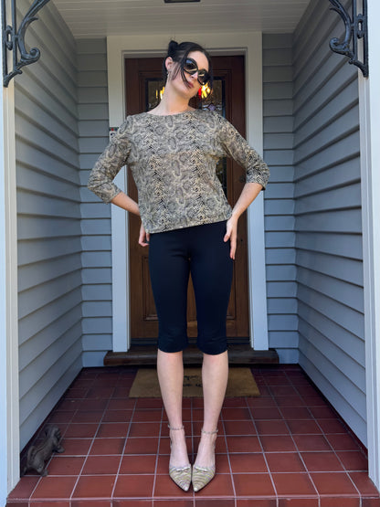 Snakeskin Patterned 3/4 Sleeve Top | Size 10-12