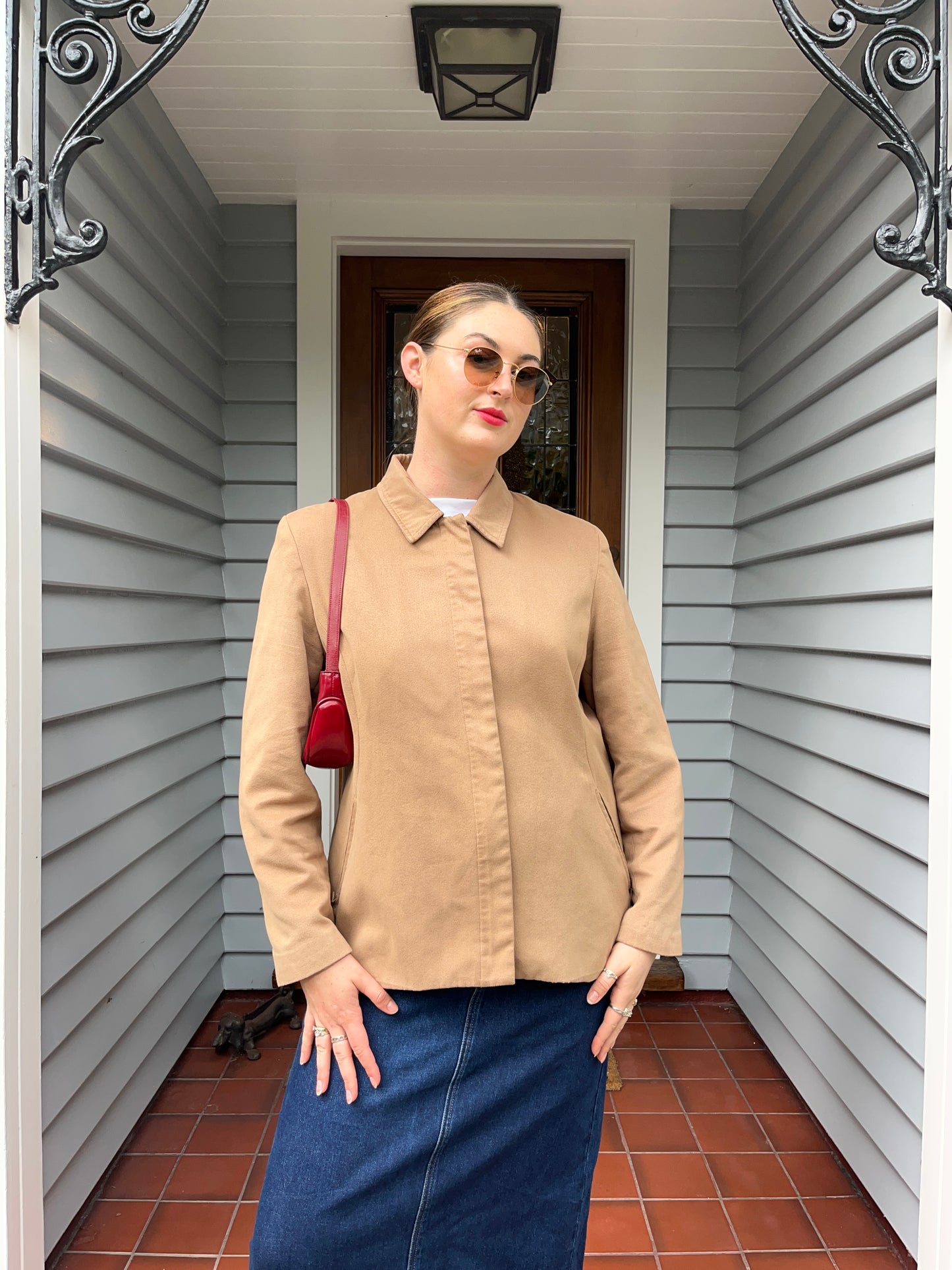 Camel Suede-Like Jacket | Size 12-14
