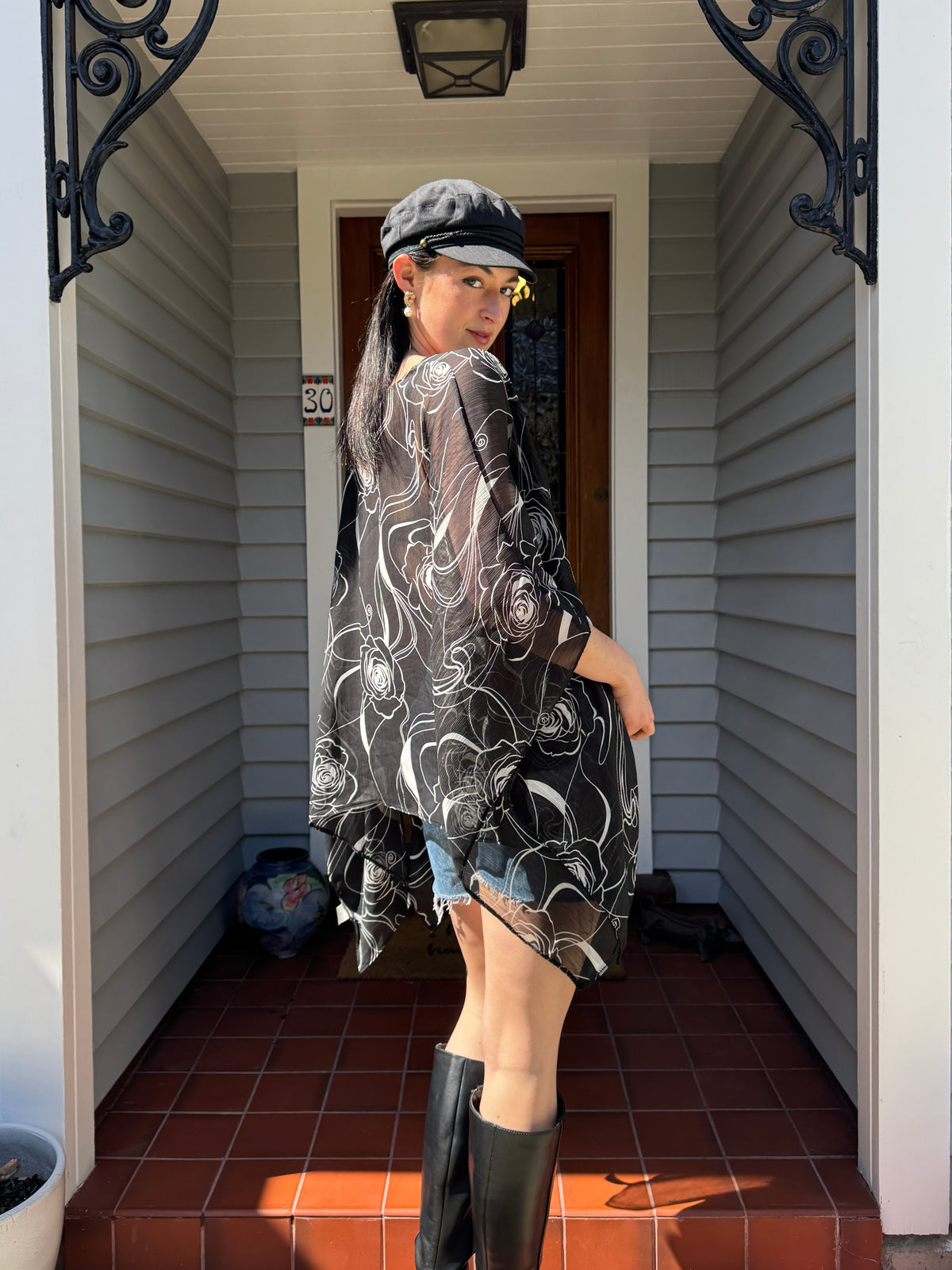 Floral Sheer Poncho | OSFM